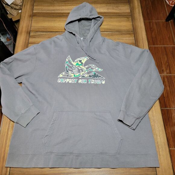 Port & Company LS Grey Pullover Unisex Hoodie "Support Our Troops" - Size 3XL - Picture 1 of 4